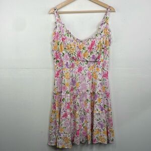 Rue 21 Floral Print Women's Sleeveless Floral Mini Dress Tiered Ruffle detail 3X